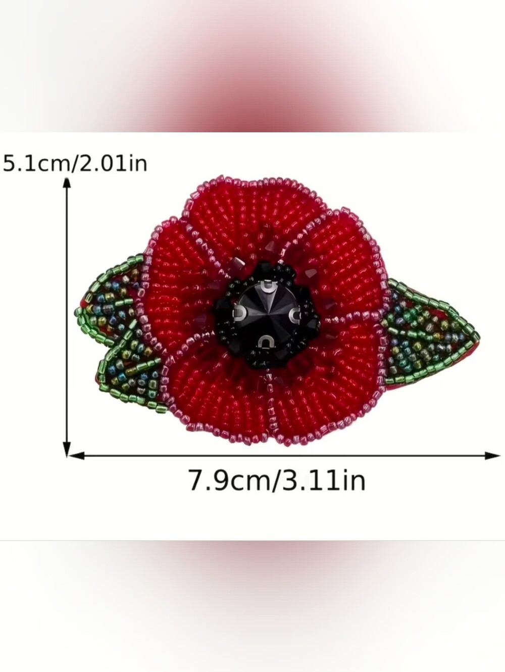 Beaded Poppy Brooch
